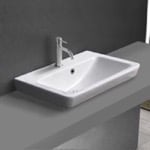 CeraStyle 068000-U/D Drop In Sink in Ceramic, Modern, Rectangular